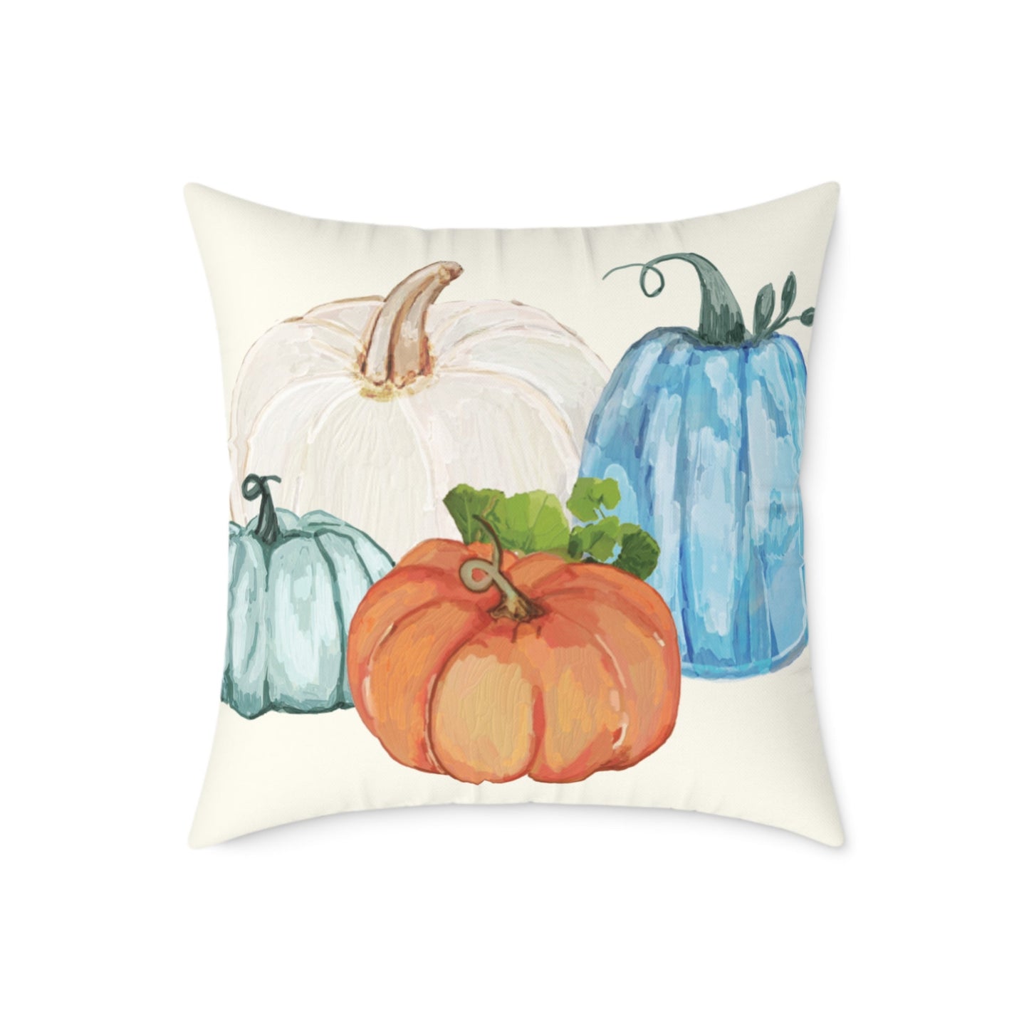 Cozy Fall Pumpkin Pillow, Autumn Decor Cushion, Harvest Home Accent, Farmhouse Style Pillow - Blue Cava