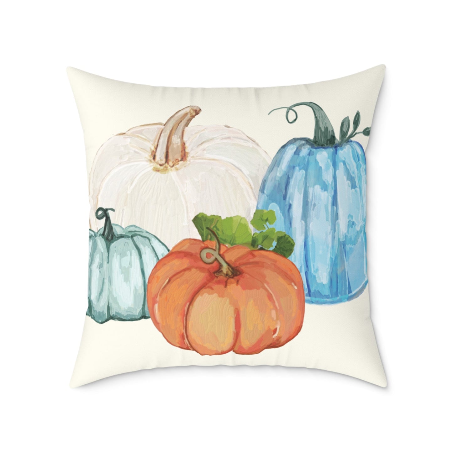 Cozy Fall Pumpkin Pillow, Autumn Decor Cushion, Harvest Home Accent, Farmhouse Style Pillow - Blue Cava