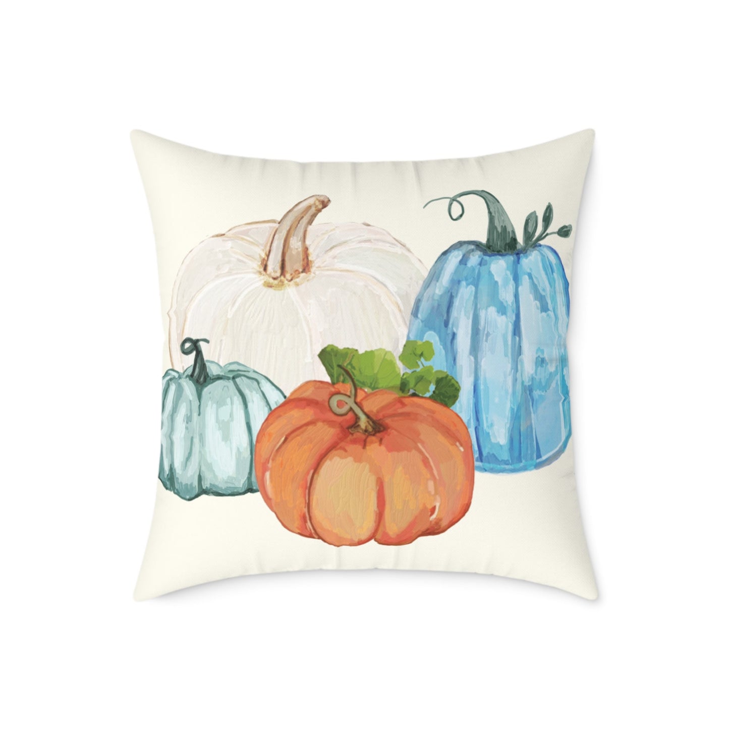 Cozy Fall Pumpkin Pillow, Autumn Decor Cushion, Harvest Home Accent, Farmhouse Style Pillow - Blue Cava