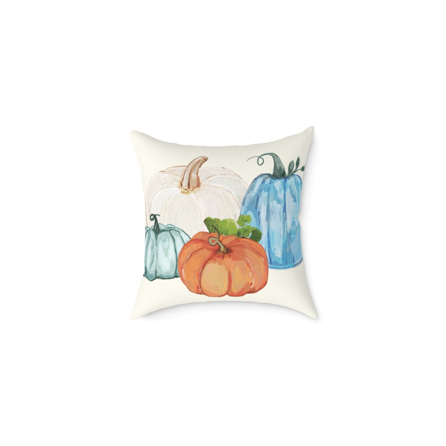 Cozy Fall Pumpkin Pillow, Autumn Decor Cushion, Harvest Home Accent, Farmhouse Style Pillow - Blue Cava