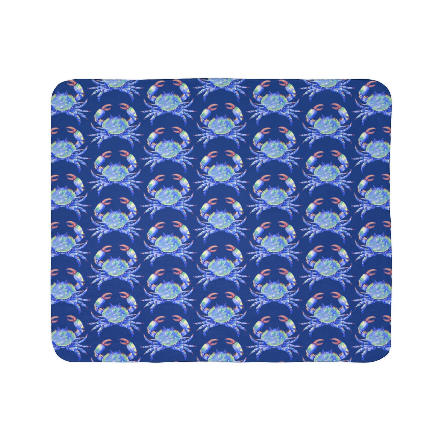 Cozy Fleece Sherpa Coastal Blue Crab Blanket - Blue Cava