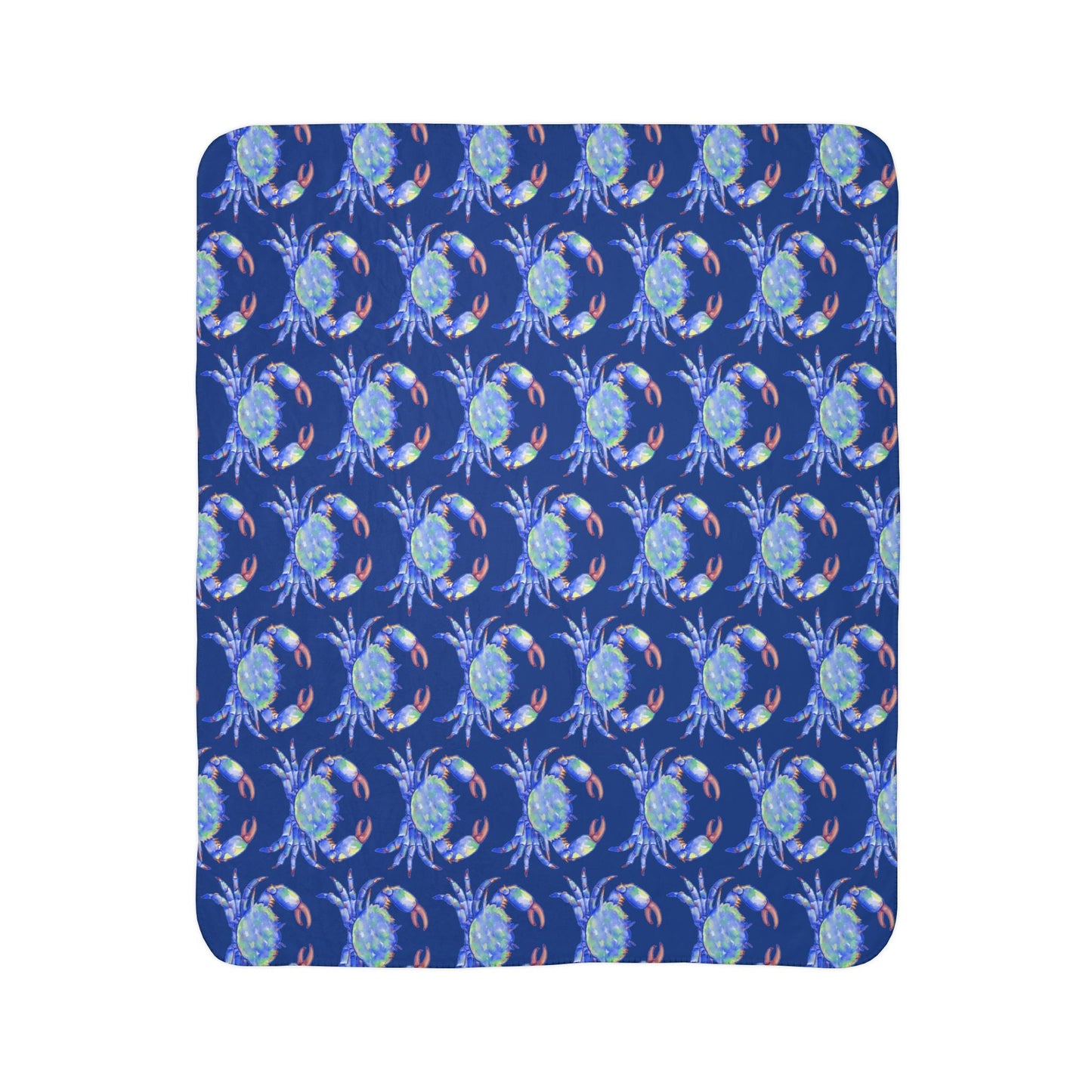 Cozy Fleece Sherpa Coastal Blue Crab Blanket - Blue Cava