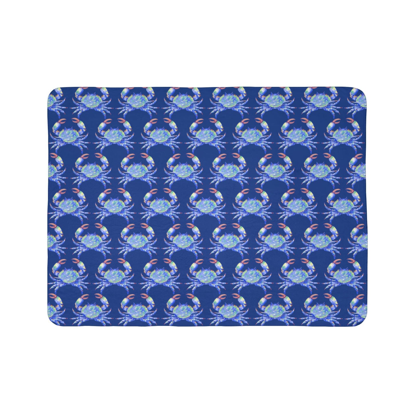 Cozy Fleece Sherpa Coastal Blue Crab Blanket - Blue Cava