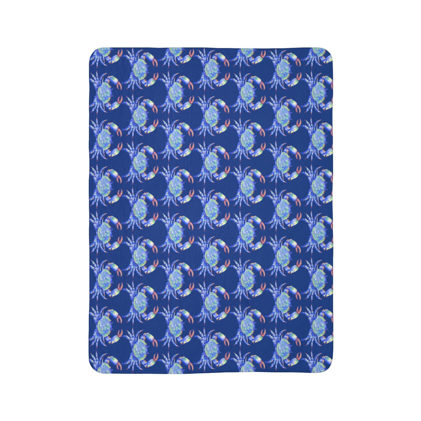 Cozy Fleece Sherpa Coastal Blue Crab Blanket - Blue Cava