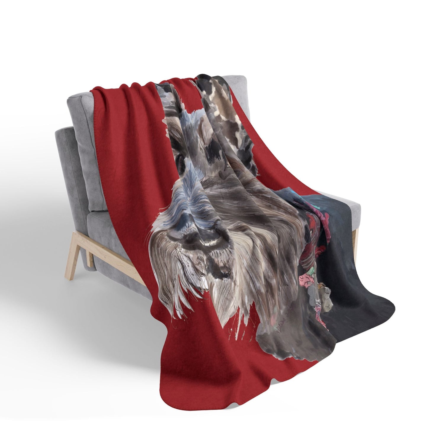 Cozy Scottish Terrier Dog Lover Fleece Sherpa Blanket | Pet Gift, Home Decor - Blue Cava