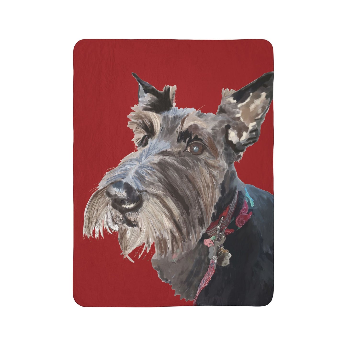 Cozy Scottish Terrier Dog Lover Fleece Sherpa Blanket | Pet Gift, Home Decor - Blue Cava