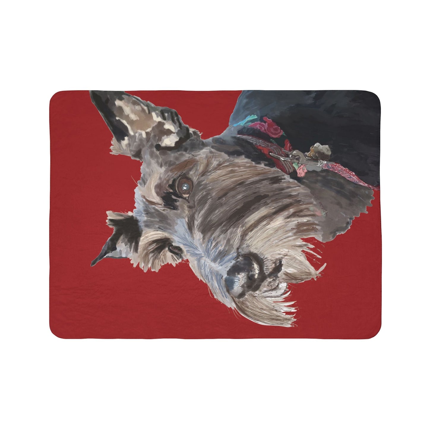 Cozy Scottish Terrier Dog Lover Fleece Sherpa Blanket | Pet Gift, Home Decor - Blue Cava