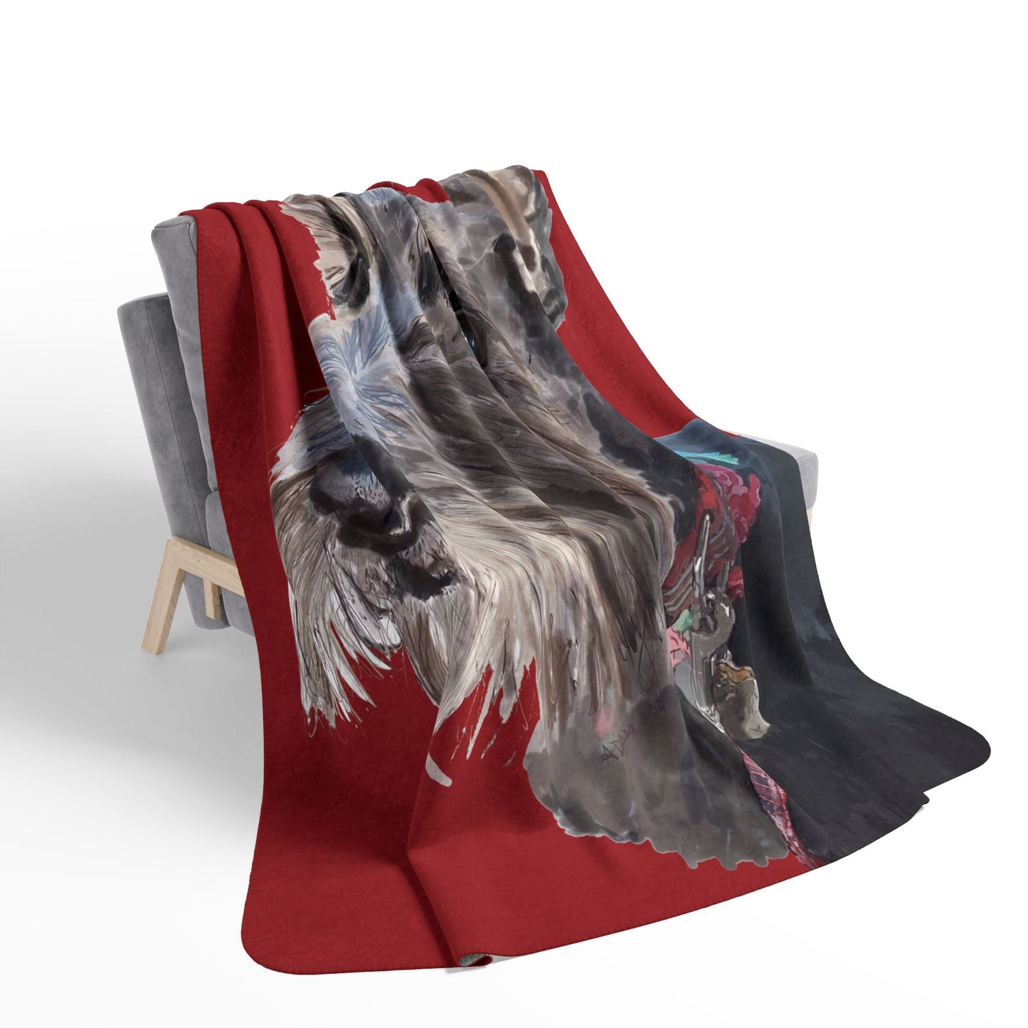 Cozy Scottish Terrier Dog Lover Fleece Sherpa Blanket | Pet Gift, Home Decor - Blue Cava
