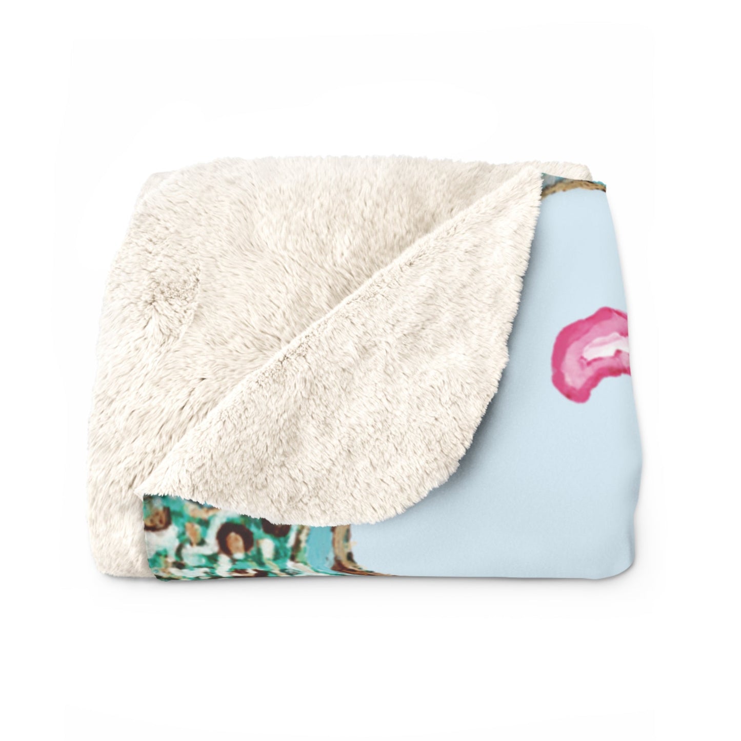 Cozy Starfish Sherpa Fleece Blanket, Beach Decor Gift, Summer Vibes Throw, Nautical Home Accent - Blue Cava