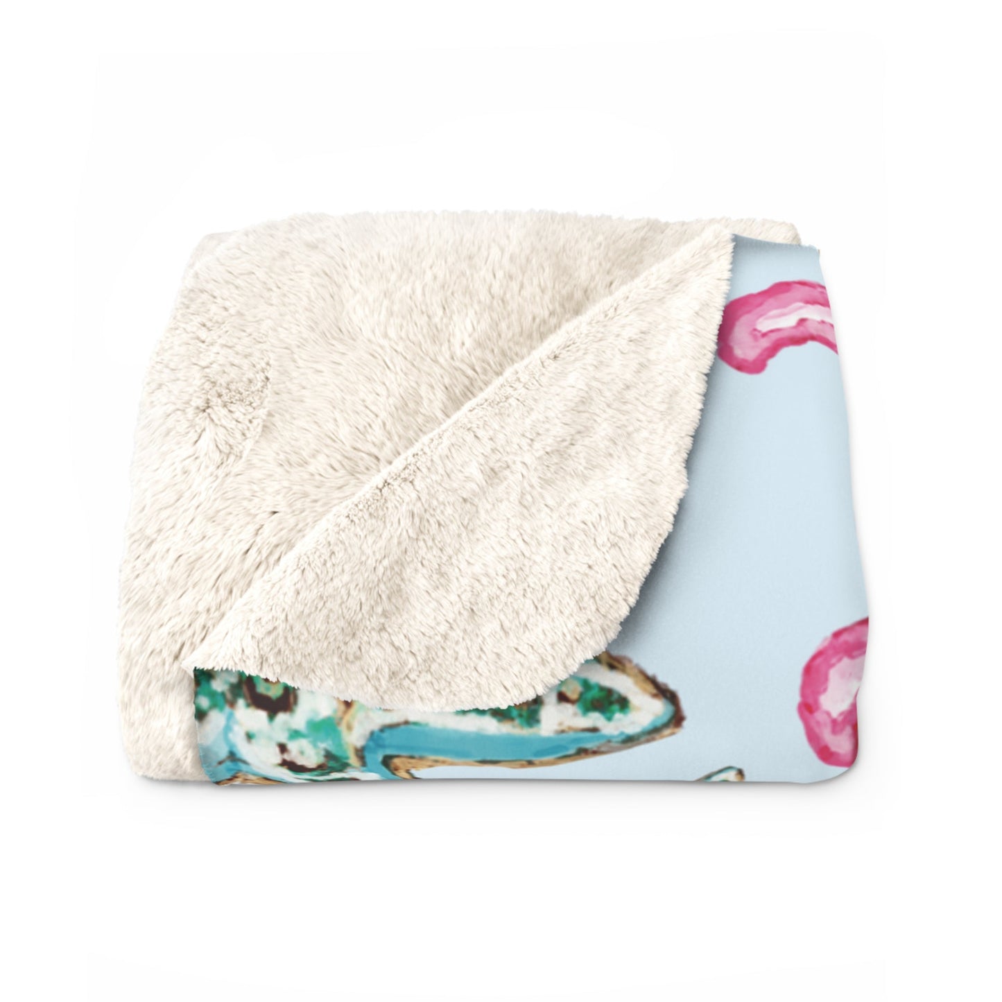 Cozy Starfish Sherpa Fleece Blanket, Beach Decor Gift, Summer Vibes Throw, Nautical Home Accent - Blue Cava