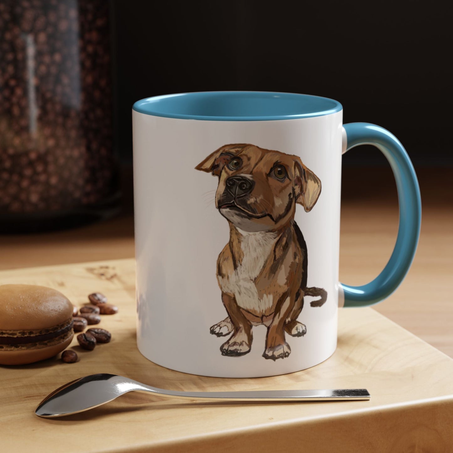 Curious Dog Two Tone Ceramic Mug - 11 oz & 15 oz - Blue Cava
