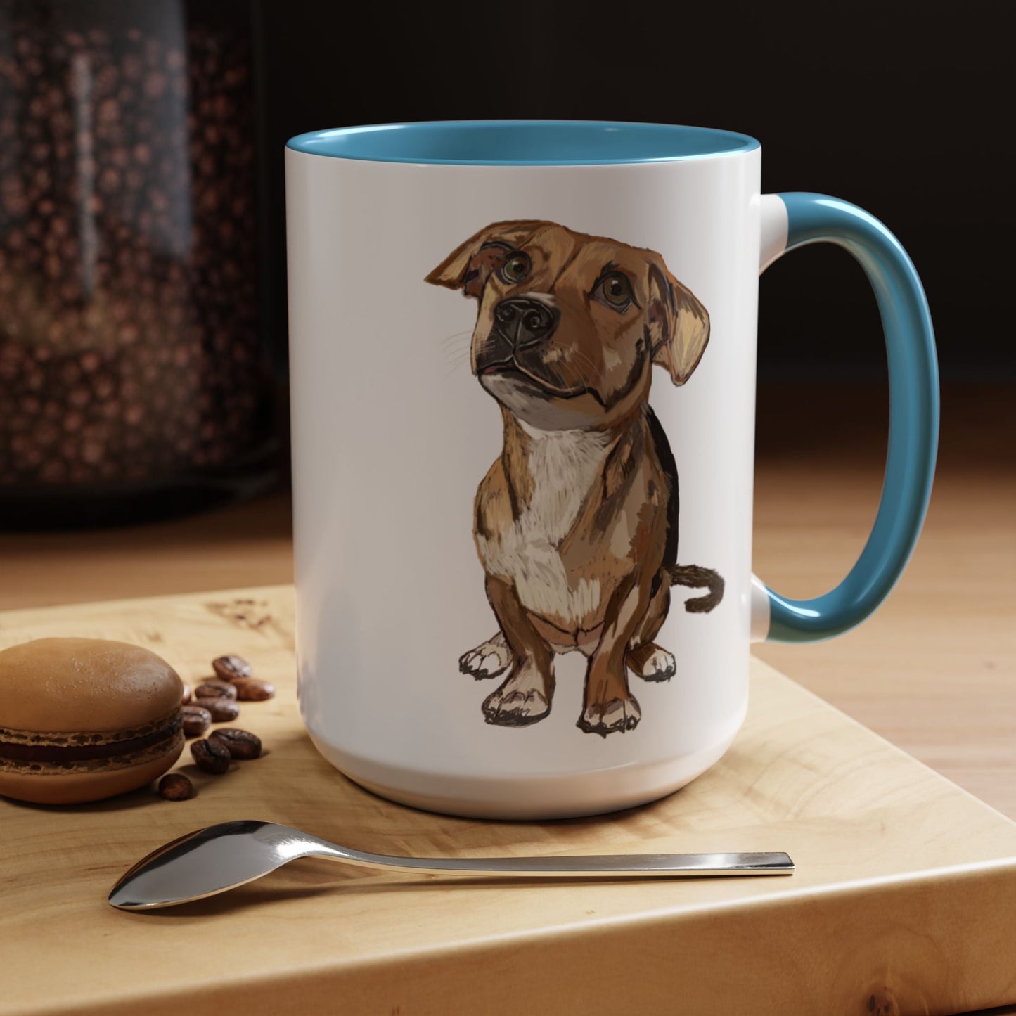 Curious Dog Two Tone Ceramic Mug - 11 oz & 15 oz - Blue Cava