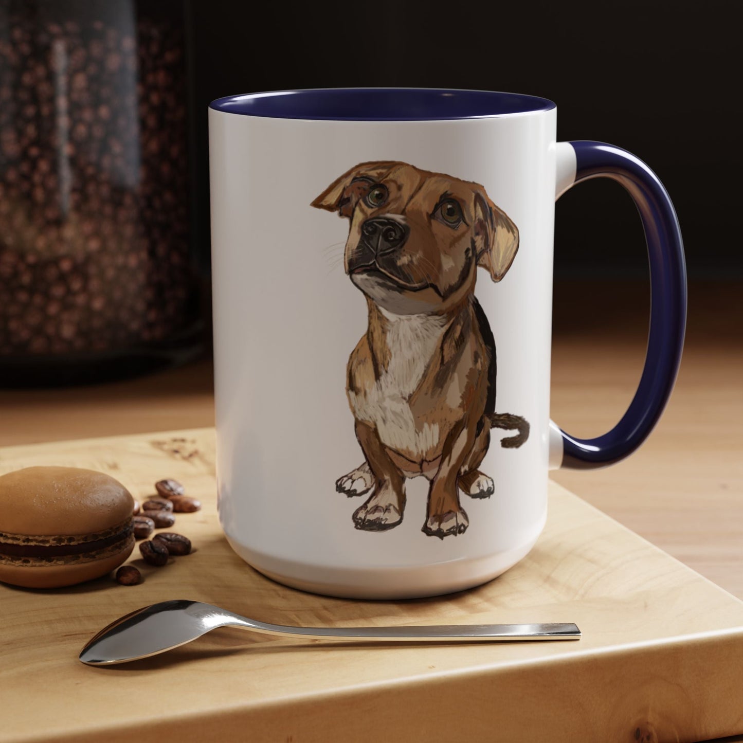 Curious Dog Two Tone Ceramic Mug - 11 oz & 15 oz - Blue Cava
