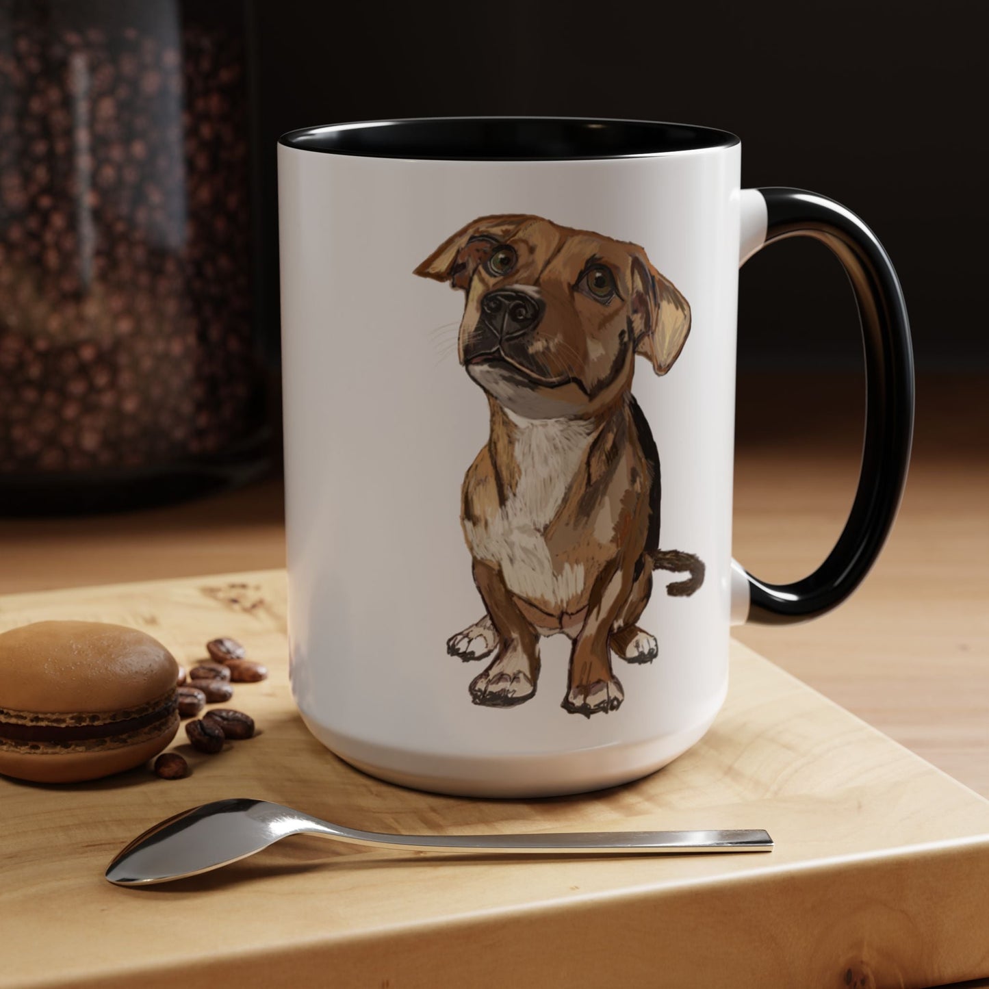 Curious Dog Two Tone Ceramic Mug - 11 oz & 15 oz - Blue Cava