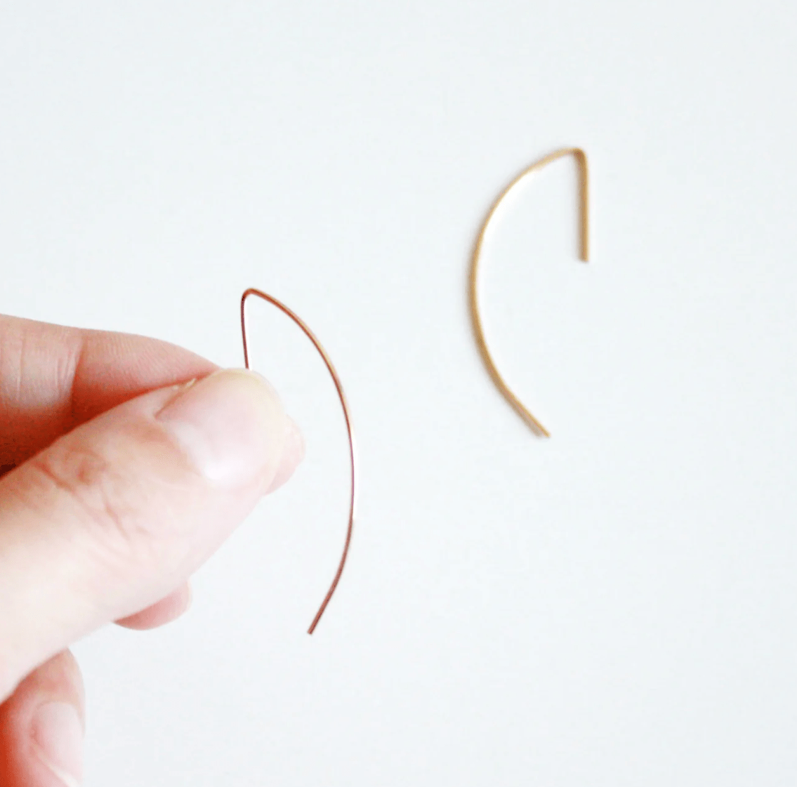 Curved Bar Threader Earrings - Hooks and Luxe - Blue Cava