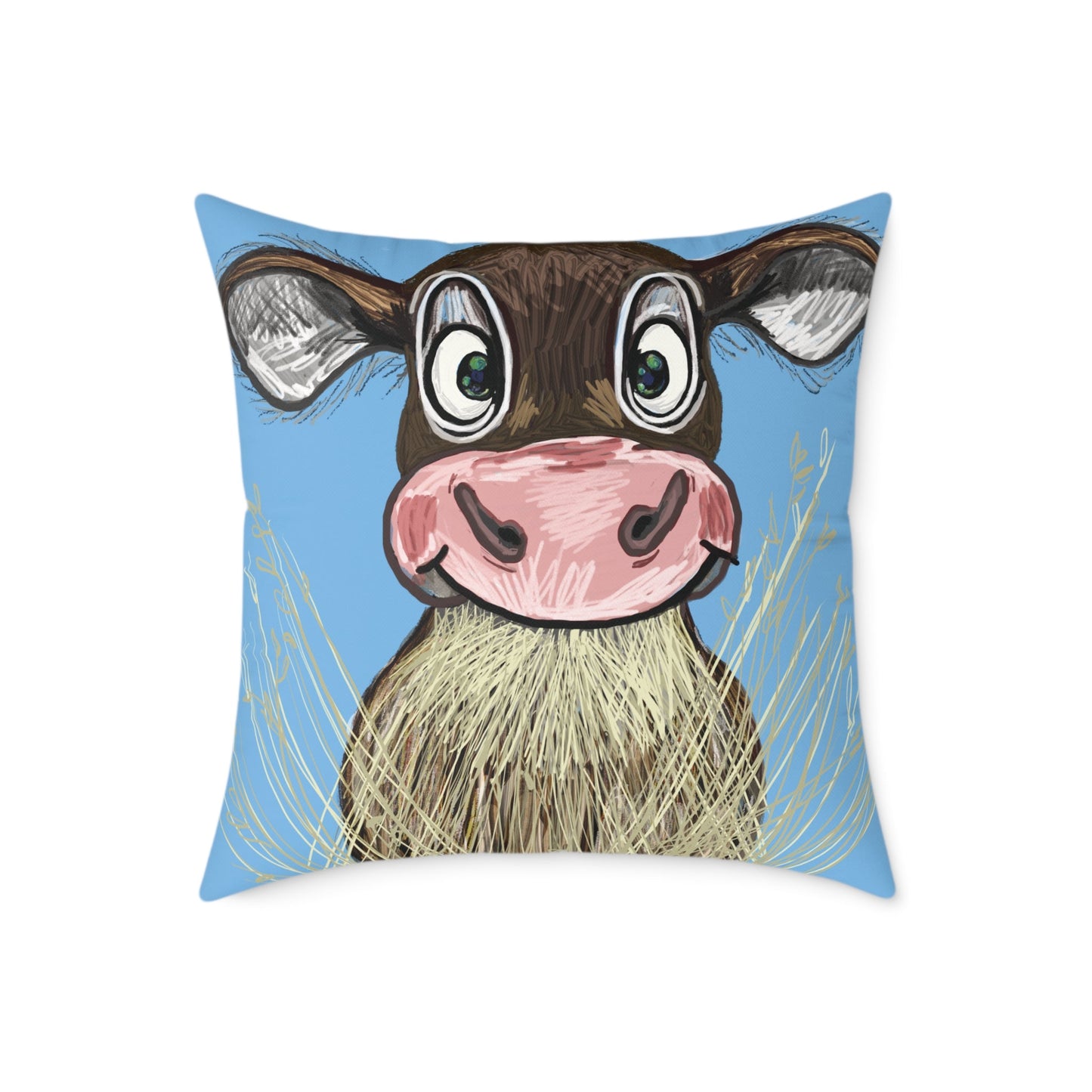 Cute Cow Square Pillow, Farmhouse Decor Home Accent - Blue Cava