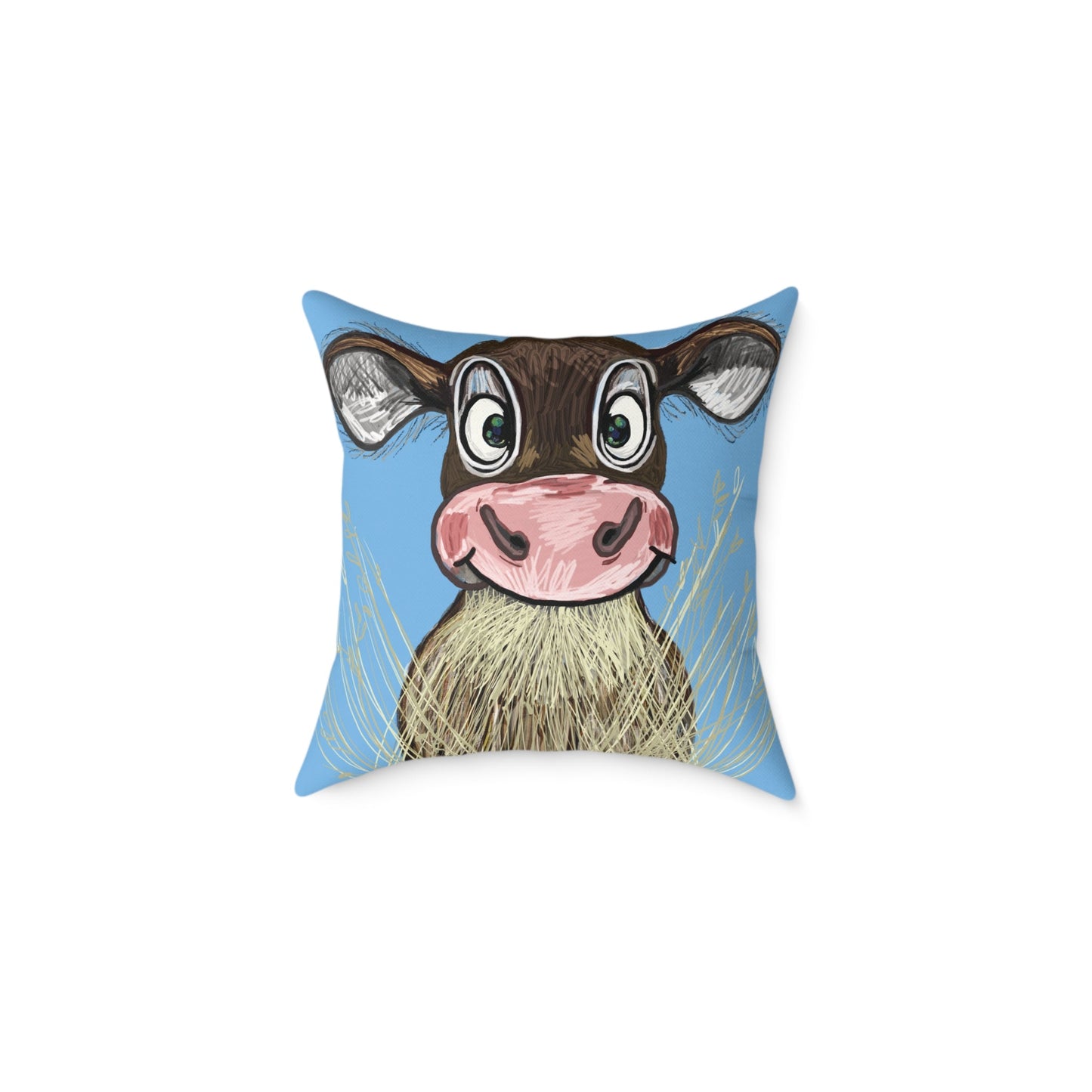 Cute Cow Square Pillow, Farmhouse Decor Home Accent - Blue Cava