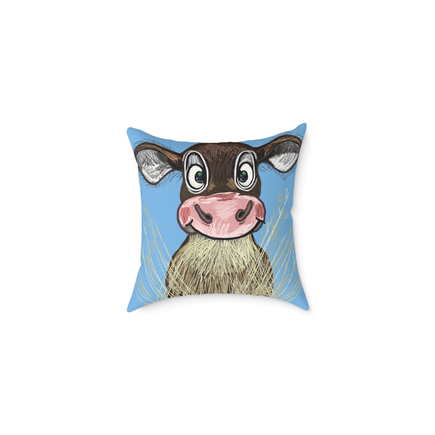 Cute Cow Square Pillow, Farmhouse Decor Home Accent - Blue Cava