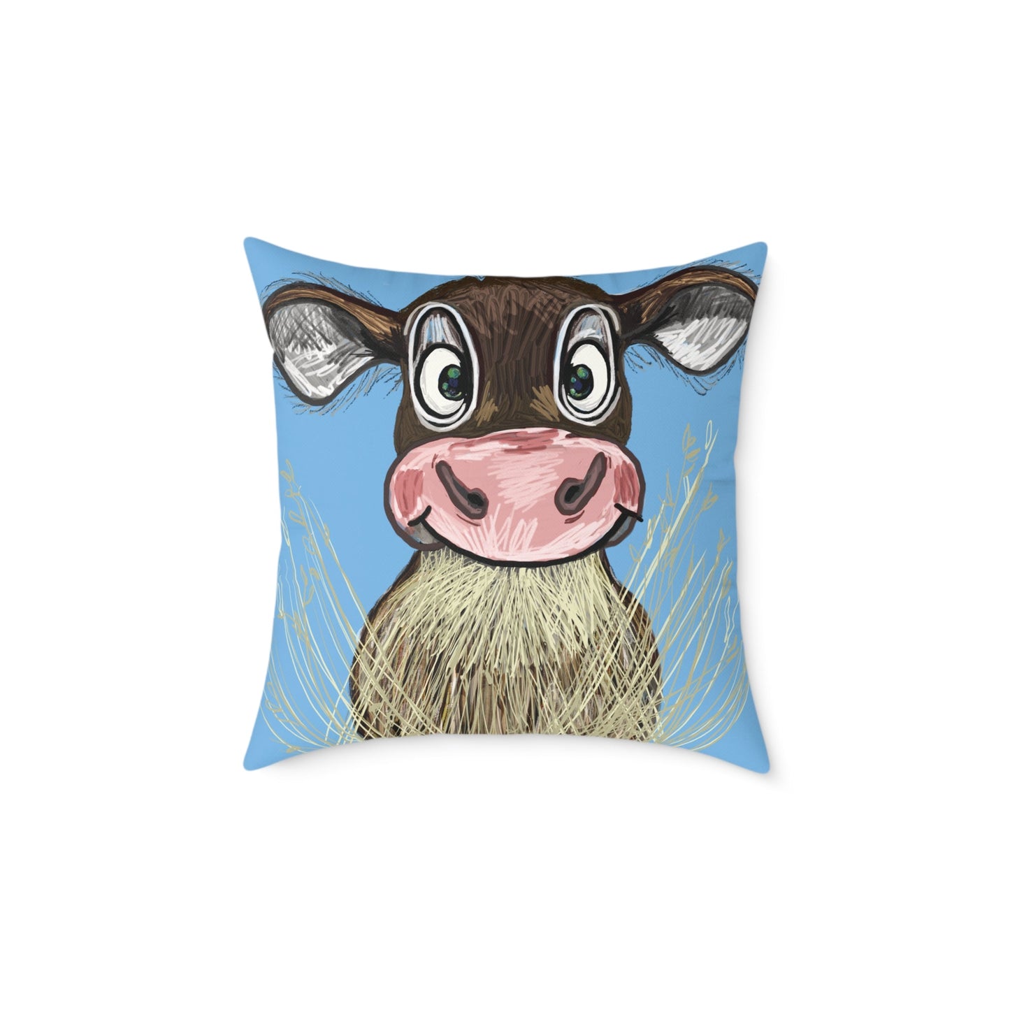 Cute Cow Square Pillow, Farmhouse Decor Home Accent - Blue Cava