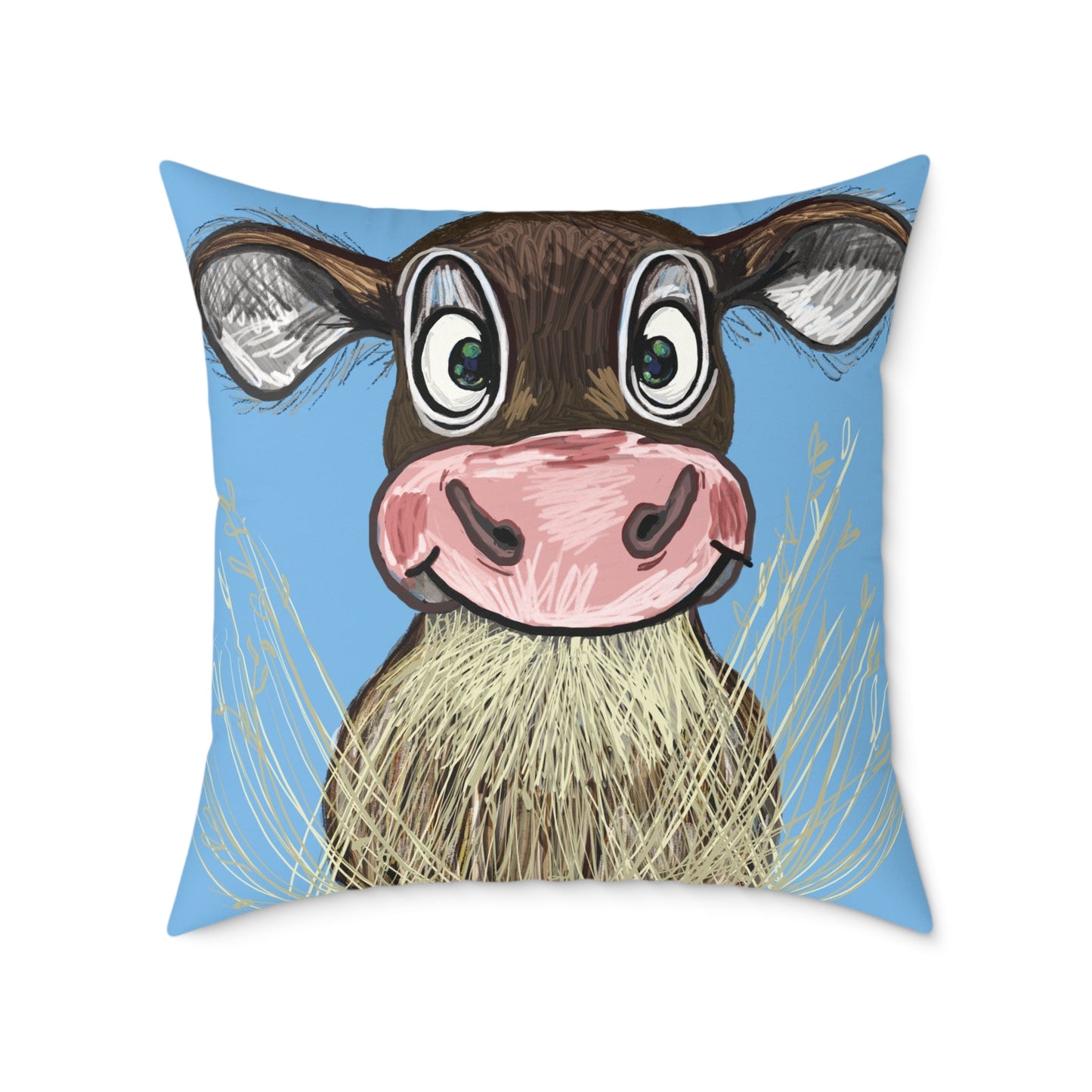 Cute Cow Square Pillow, Farmhouse Decor Home Accent - Blue Cava