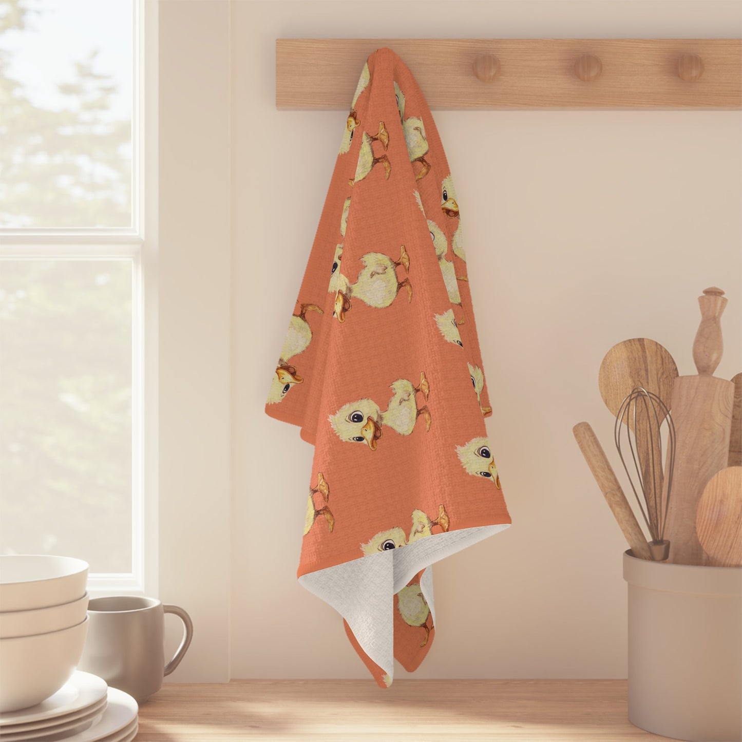 Cute Duckling Microfiber Waffle Towel - Blue Cava