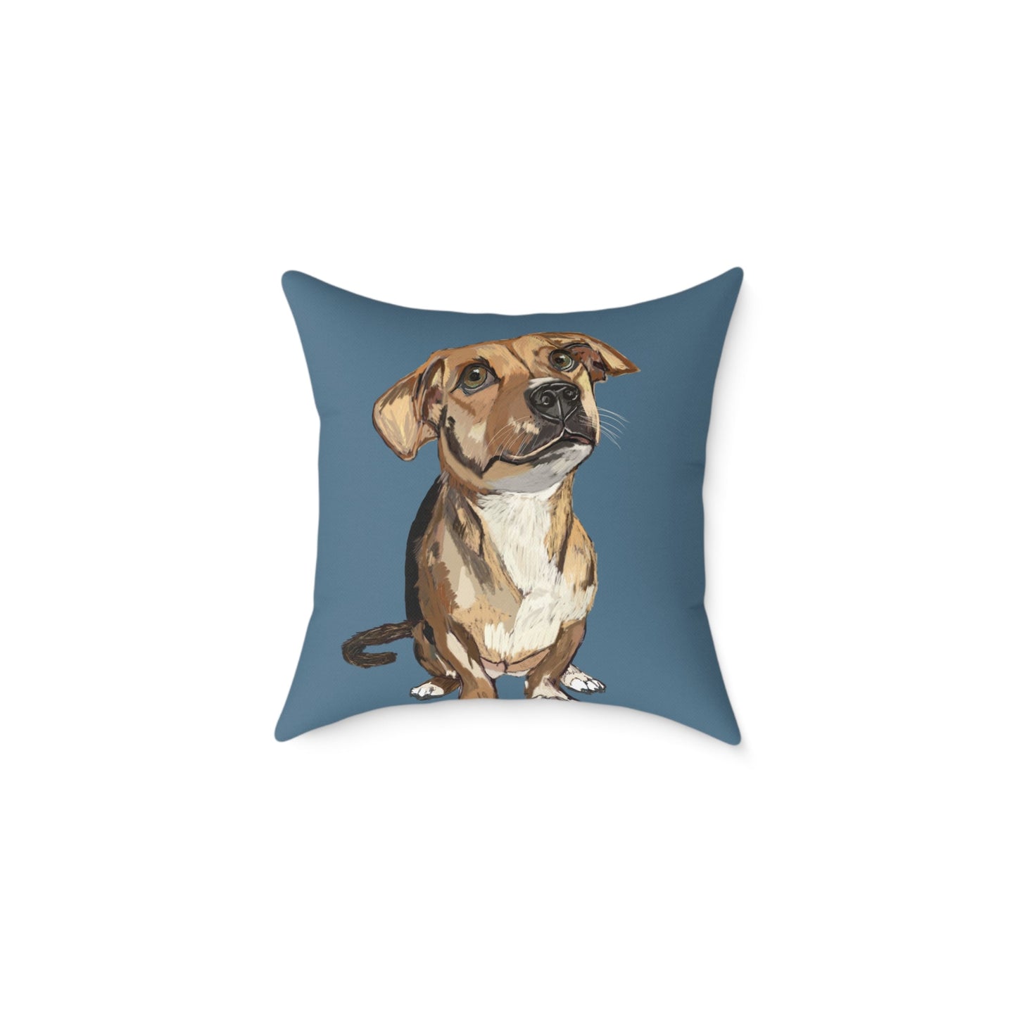 Dog Portrait Square Poly Canvas Pillow - Perfect for Pet Lovers - Blue Cava