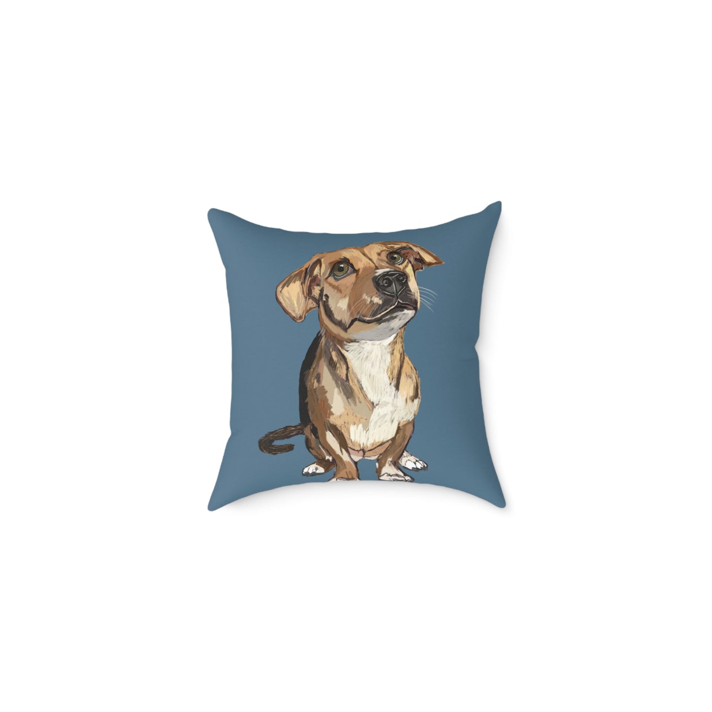 Dog Portrait Square Poly Canvas Pillow - Perfect for Pet Lovers - Blue Cava