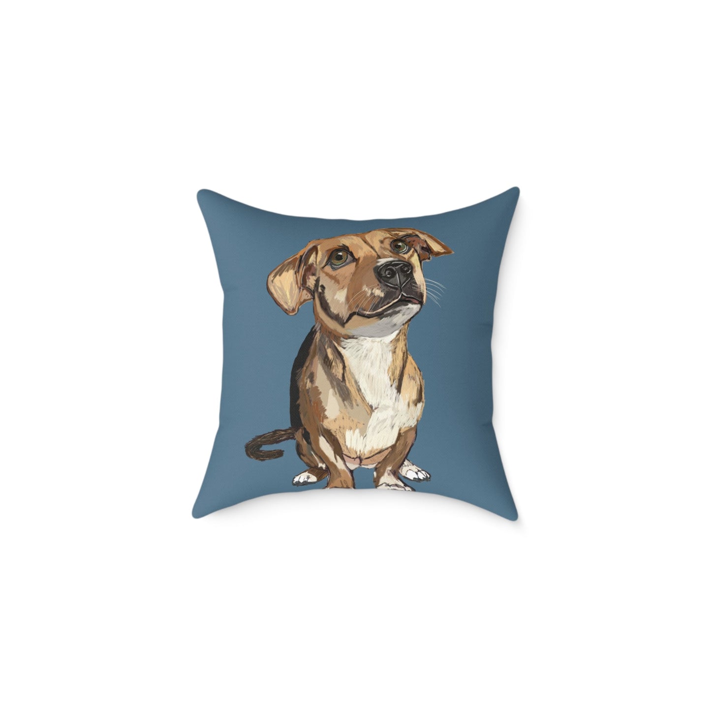 Dog Portrait Square Poly Canvas Pillow - Perfect for Pet Lovers - Blue Cava
