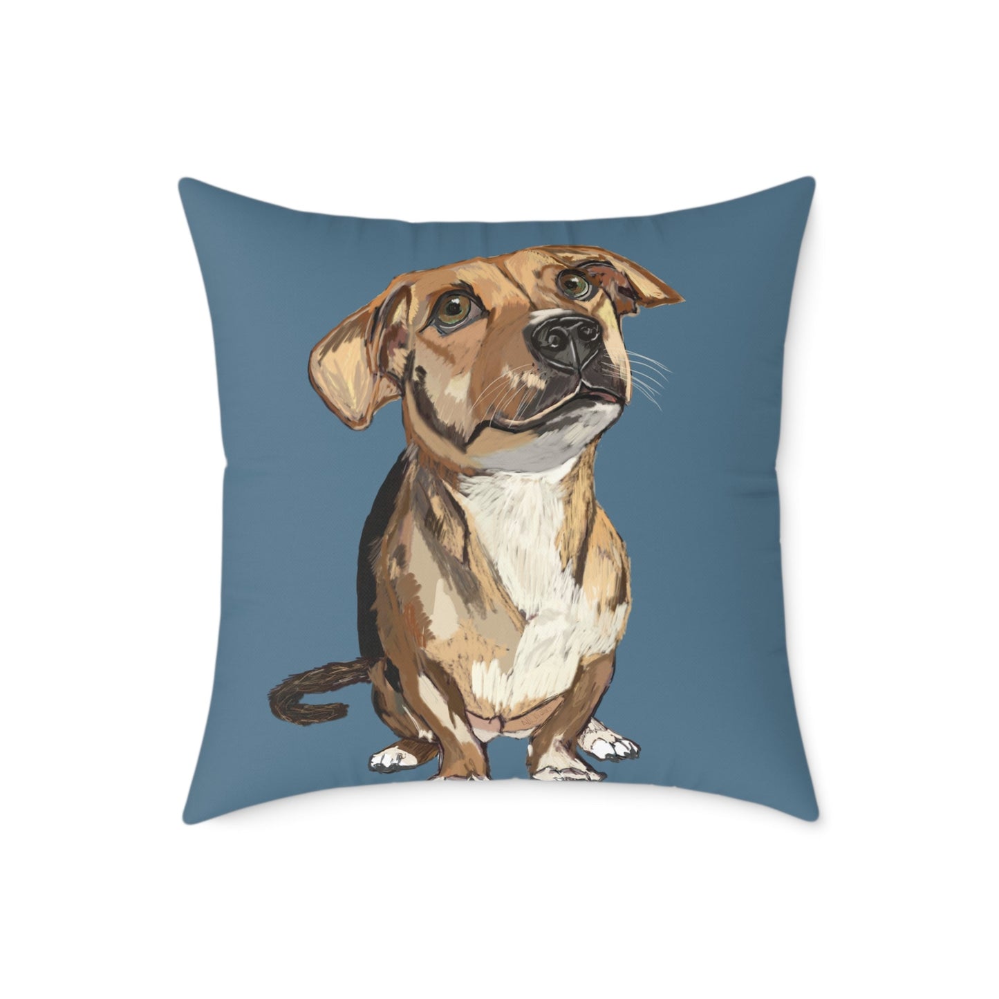 Dog Portrait Square Poly Canvas Pillow - Perfect for Pet Lovers - Blue Cava