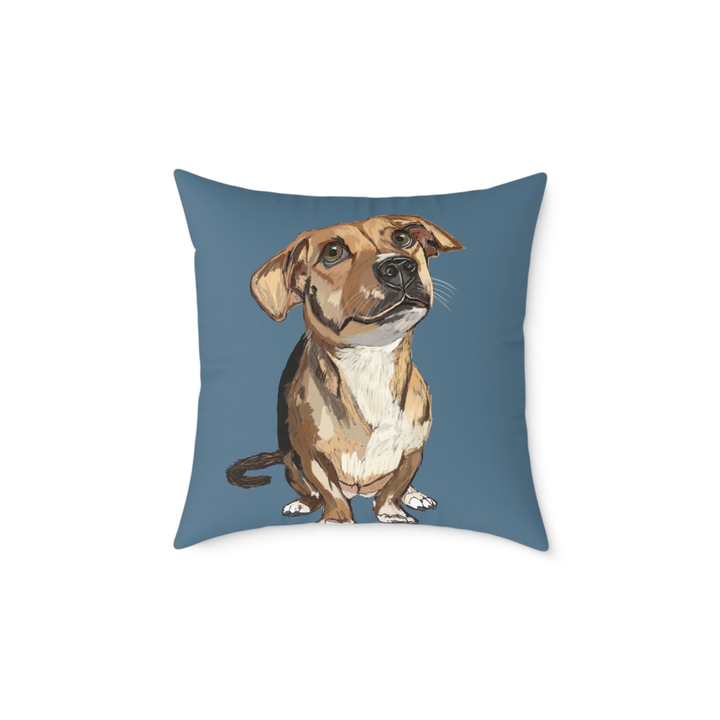 Dog Portrait Square Poly Canvas Pillow - Perfect for Pet Lovers - Blue Cava