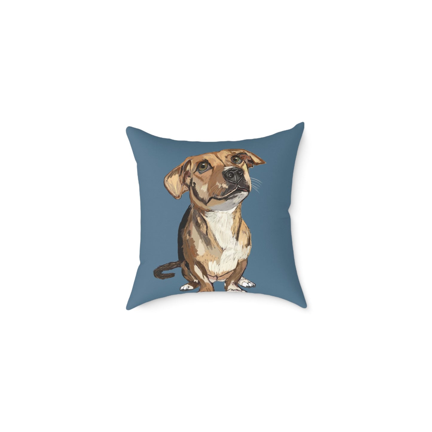 Dog Portrait Square Poly Canvas Pillow - Perfect for Pet Lovers - Blue Cava