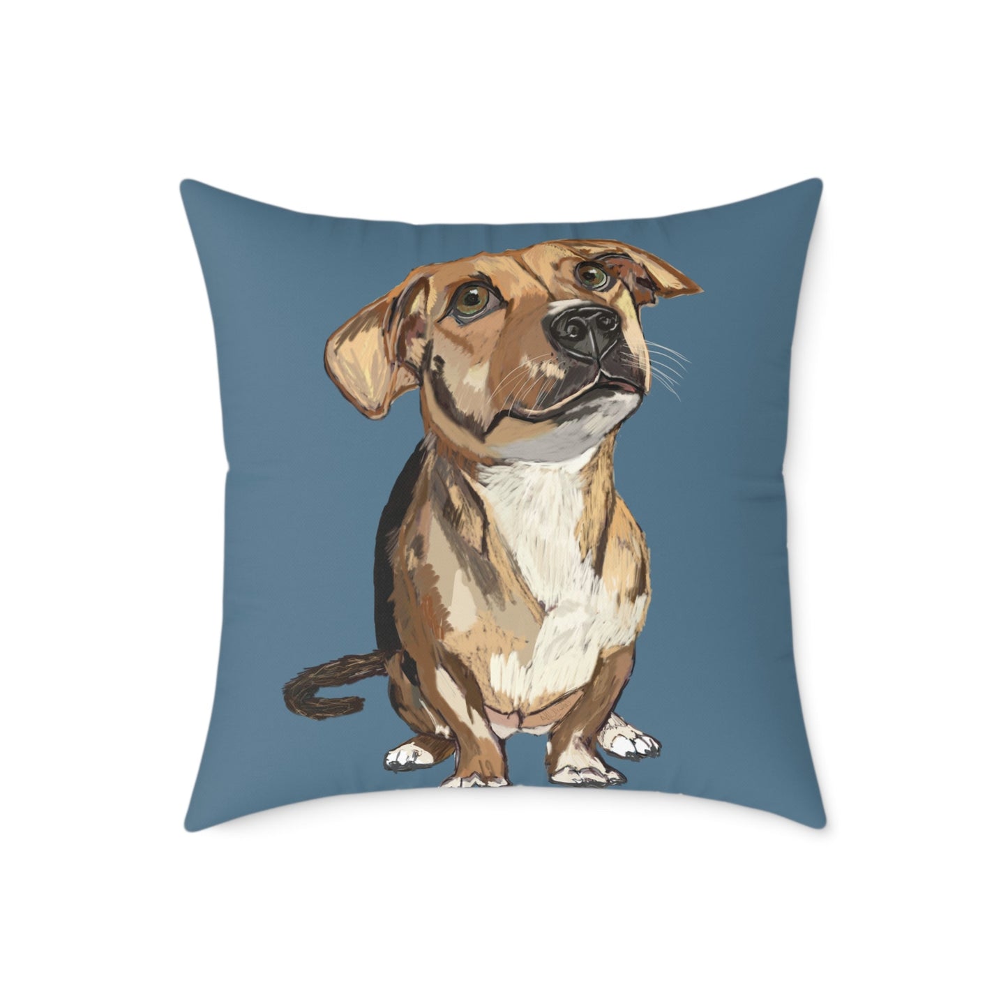 Dog Portrait Square Poly Canvas Pillow - Perfect for Pet Lovers - Blue Cava