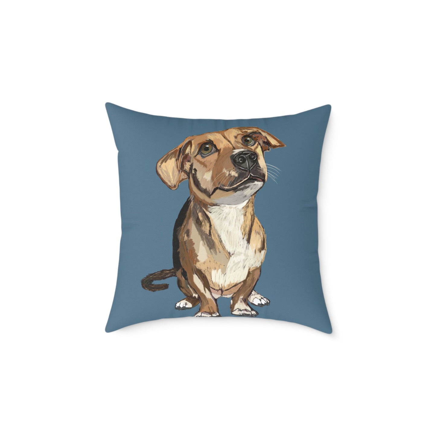 Dog Portrait Square Poly Canvas Pillow - Perfect for Pet Lovers - Blue Cava