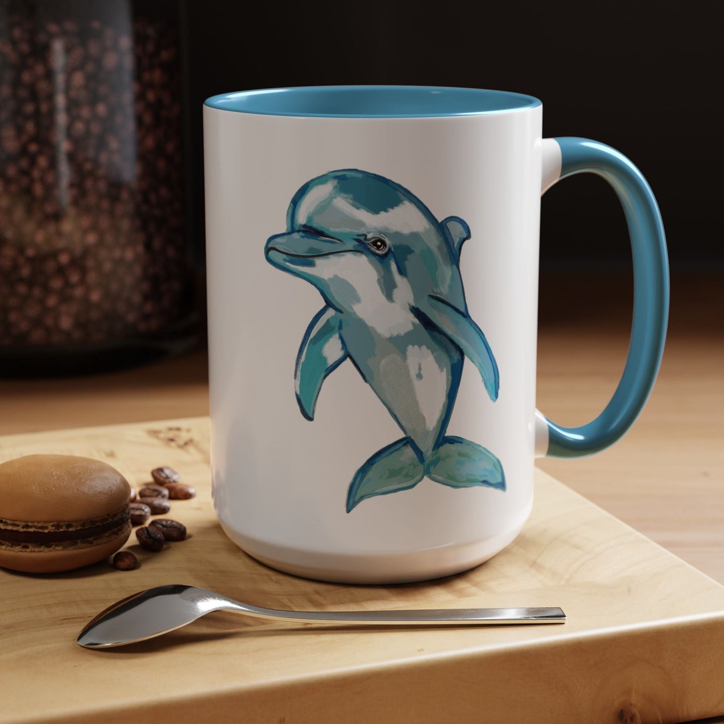 Dolphin Two Tone Ceramic Mugs - Blue Cava