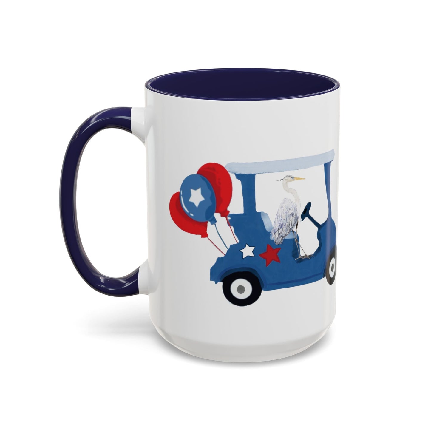 Egret Golf Cart Two Tone Coffee Mug (11oz & 15oz) - Blue Cava