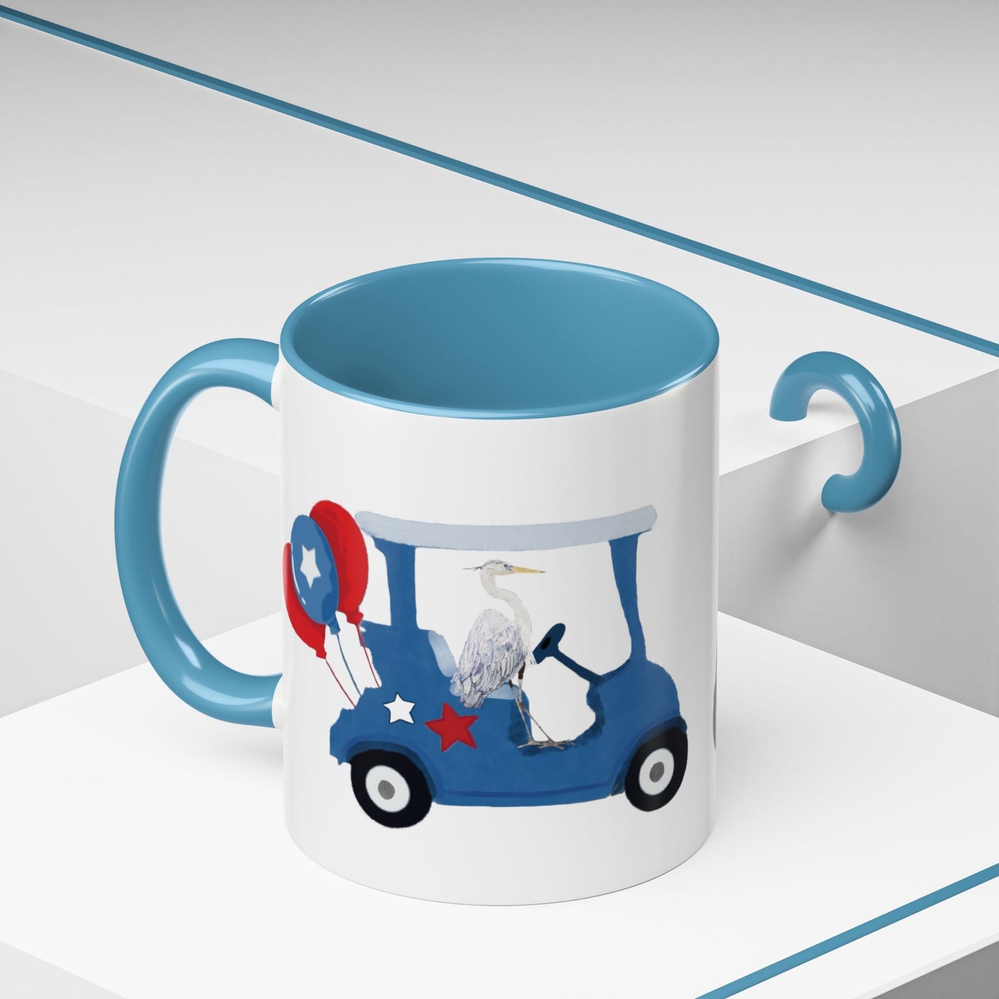 Egret Golf Cart Two Tone Coffee Mug (11oz & 15oz) - Blue Cava