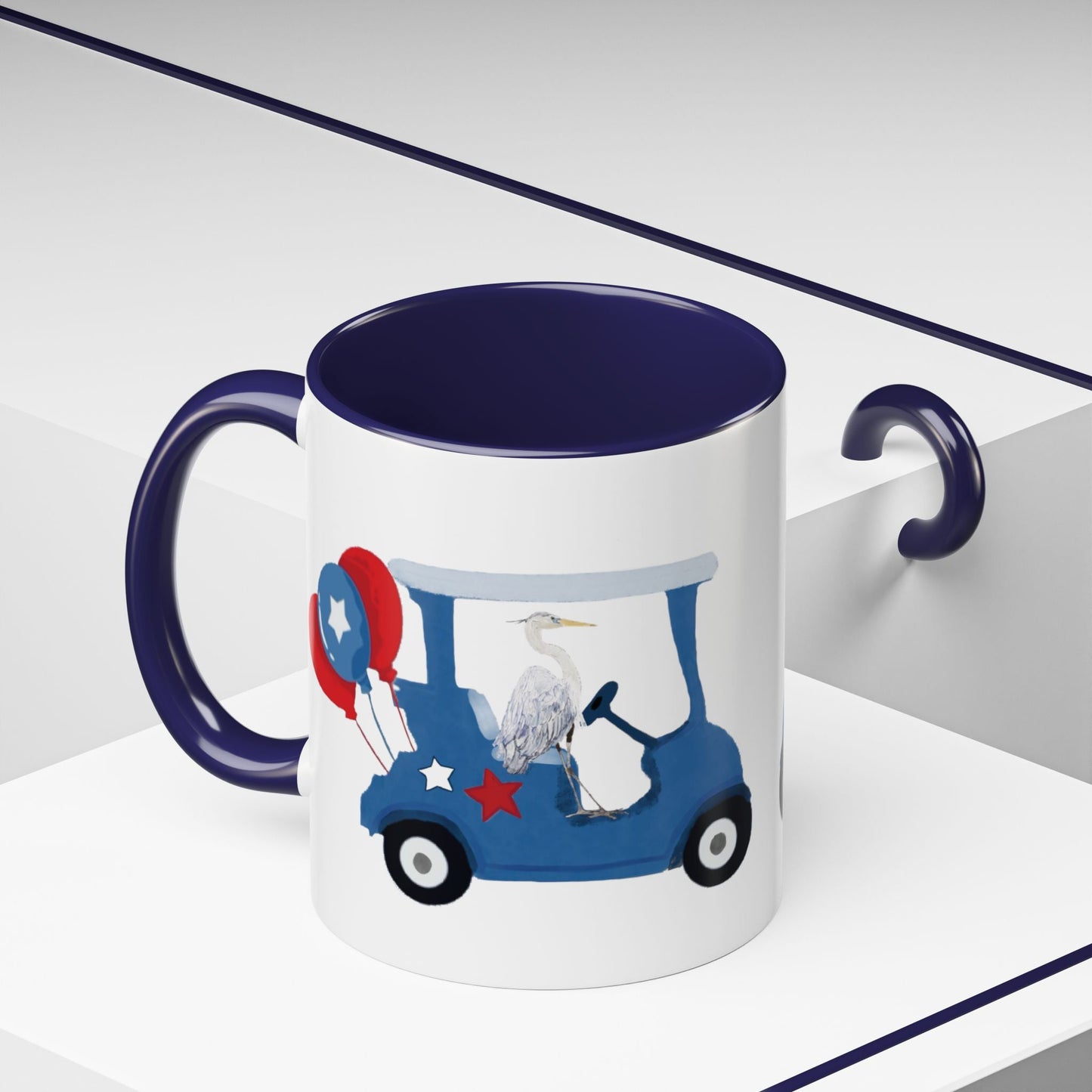 Egret Golf Cart Two Tone Coffee Mug (11oz & 15oz) - Blue Cava