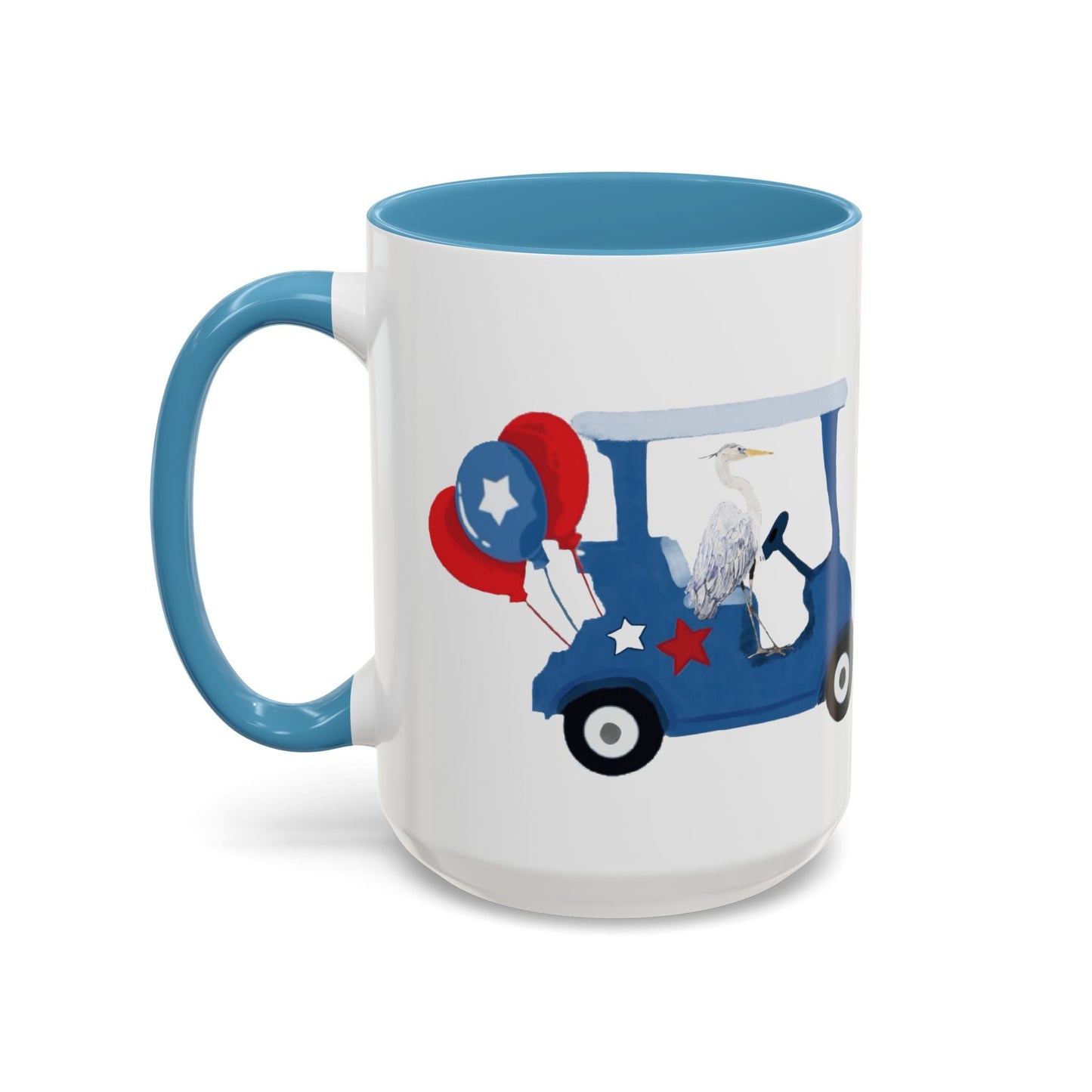 Egret Golf Cart Two Tone Coffee Mug (11oz & 15oz) - Blue Cava