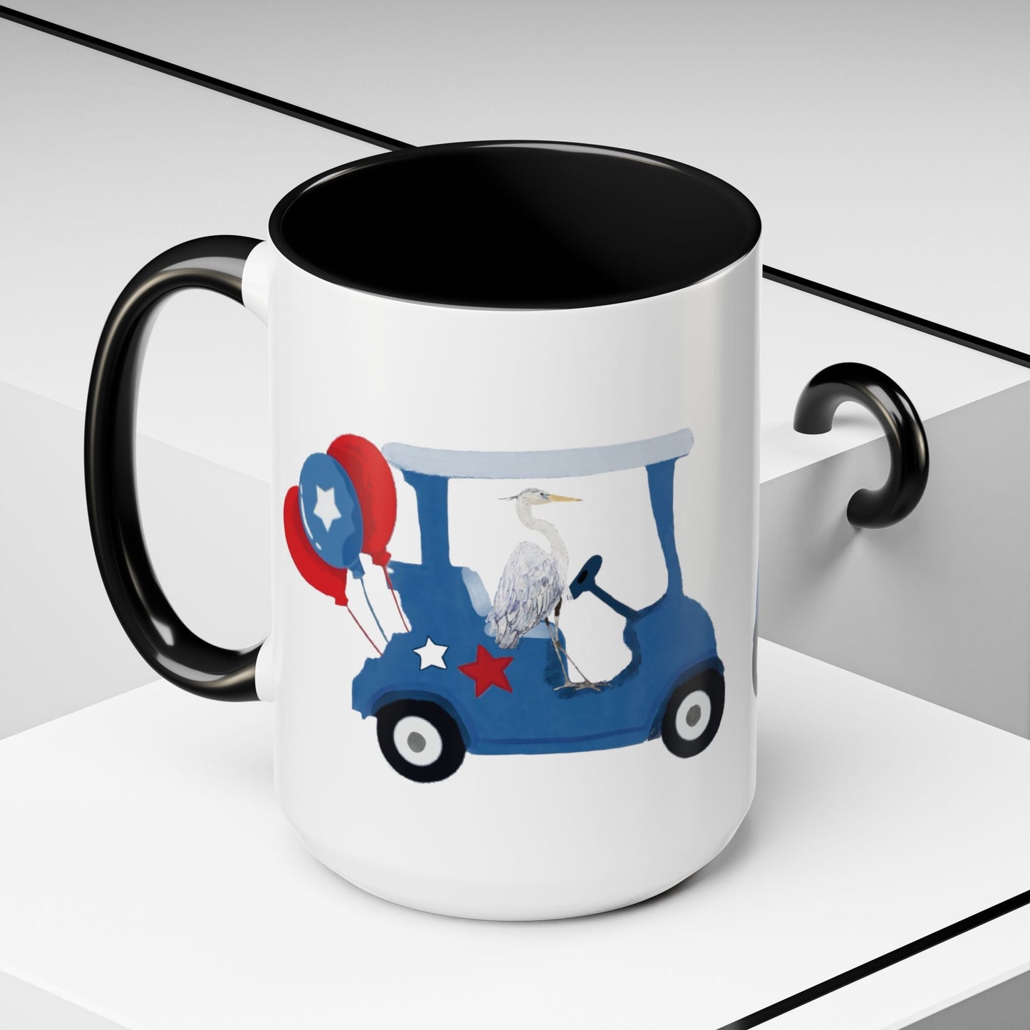 Egret Golf Cart Two Tone Coffee Mug (11oz & 15oz) - Blue Cava
