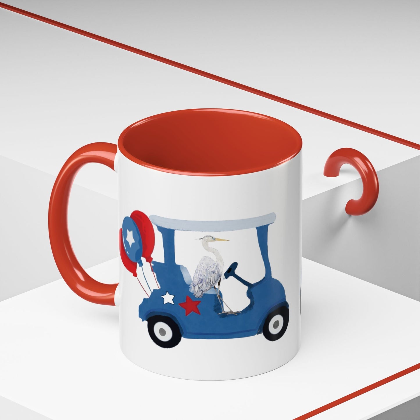 Egret Golf Cart Two Tone Coffee Mug (11oz & 15oz) - Blue Cava