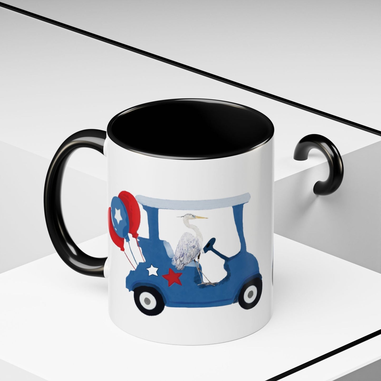 Egret Golf Cart Two Tone Coffee Mug (11oz & 15oz) - Blue Cava