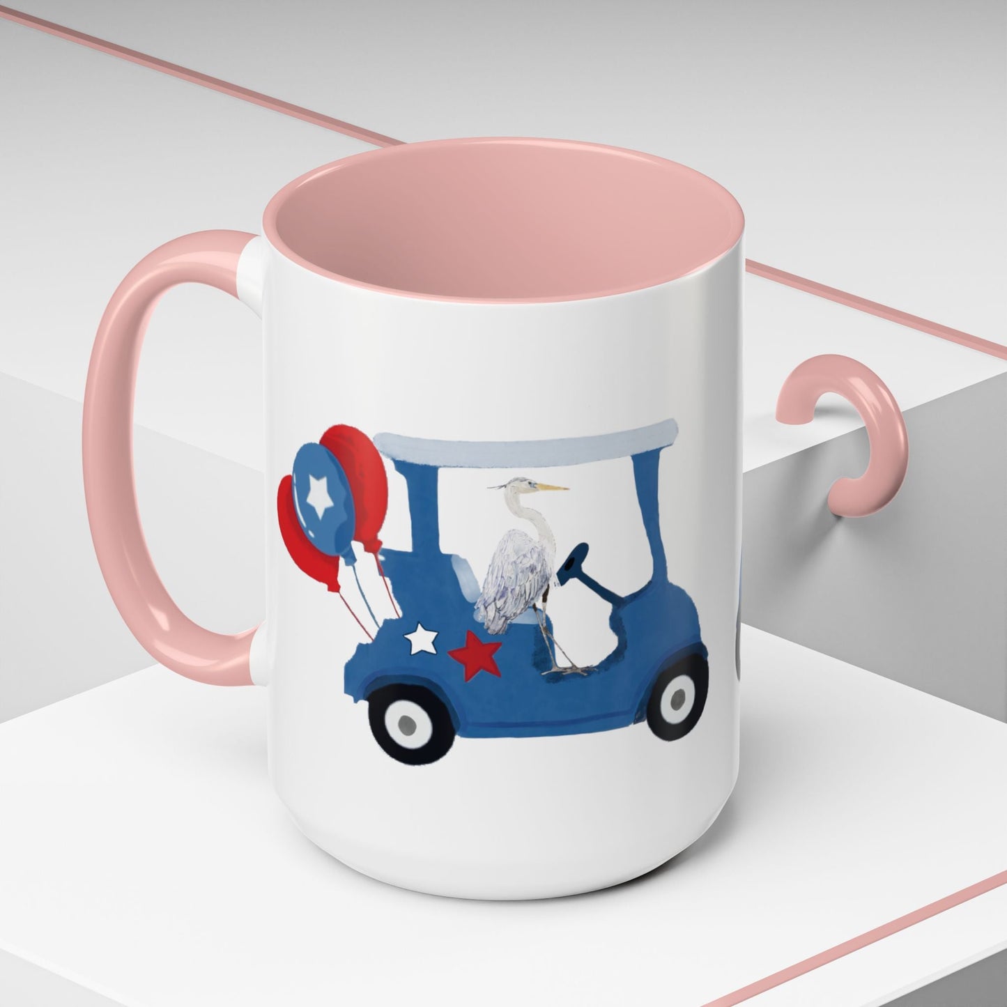 Egret Golf Cart Two Tone Coffee Mug (11oz & 15oz) - Blue Cava
