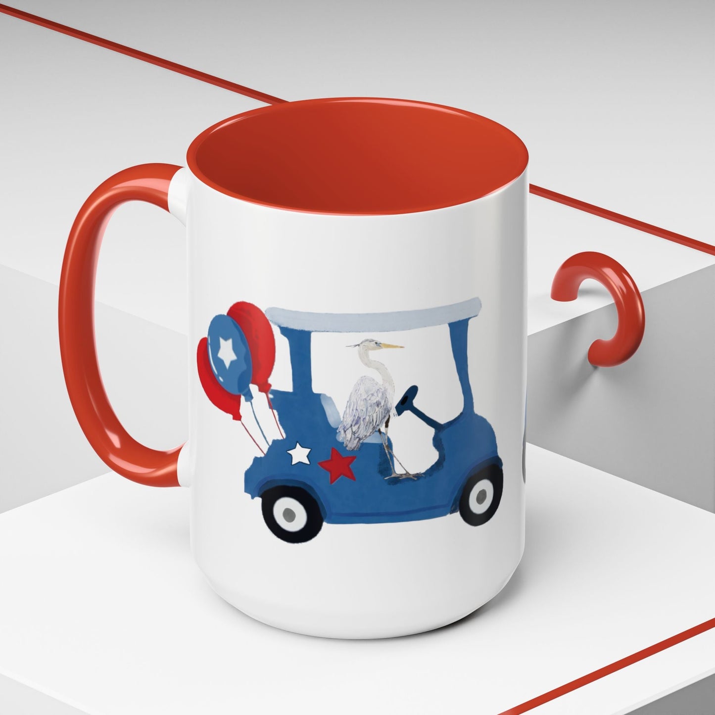 Egret Golf Cart Two Tone Coffee Mug (11oz & 15oz) - Blue Cava
