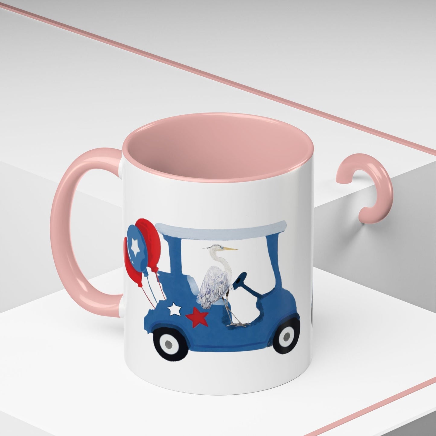 Egret Golf Cart Two Tone Coffee Mug (11oz & 15oz) - Blue Cava
