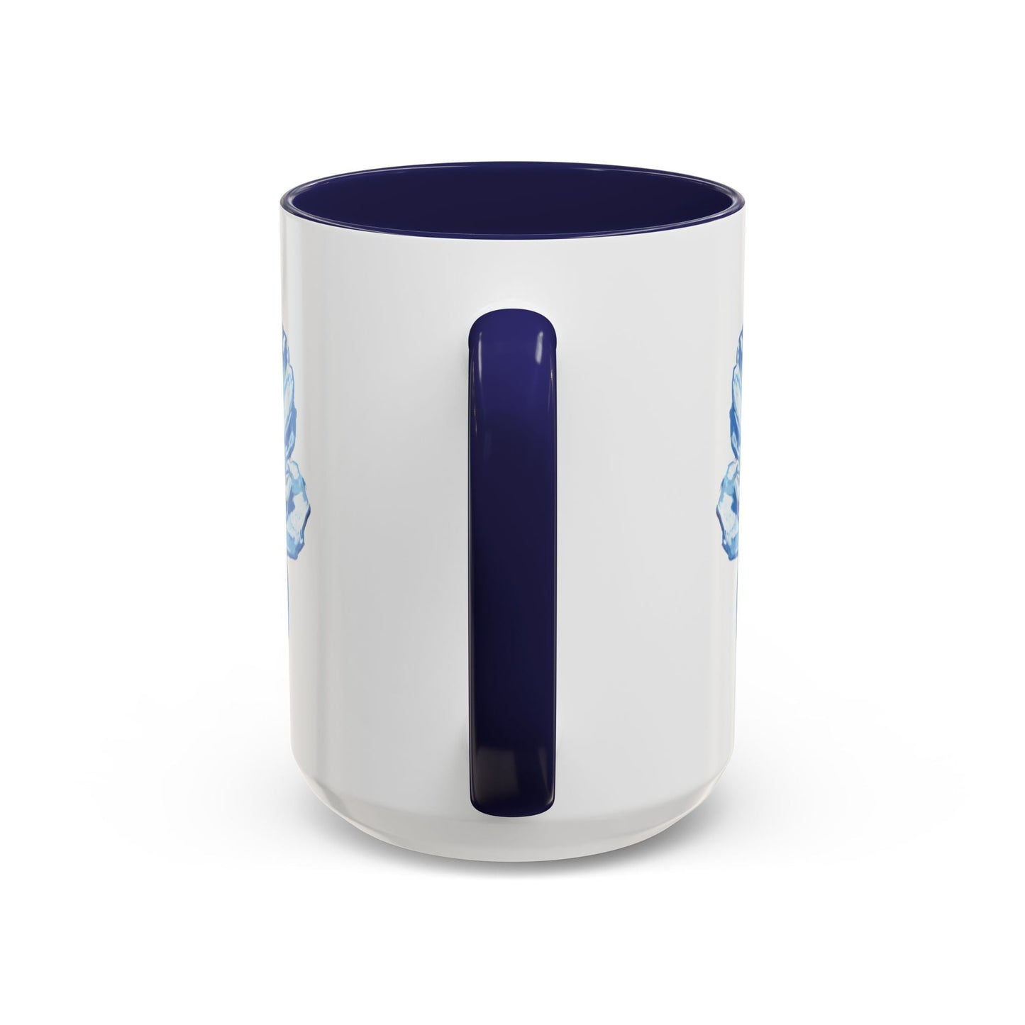 Elegant Floral Accent Coffee Mug - Blue Flower Design - Blue Cava