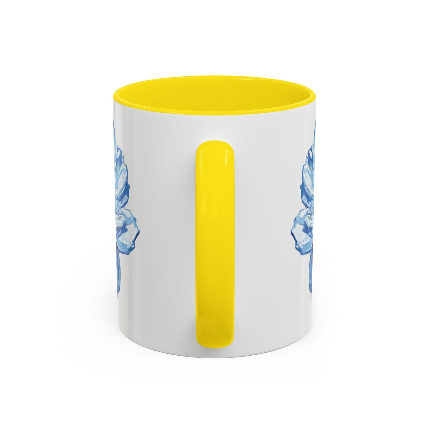 Elegant Floral Accent Coffee Mug - Blue Flower Design - Blue Cava