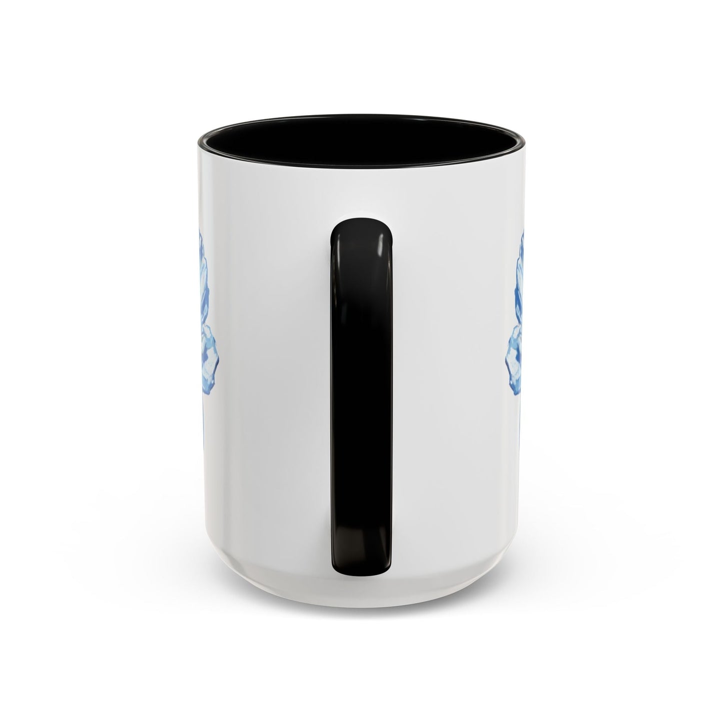 Elegant Floral Accent Coffee Mug - Blue Flower Design - Blue Cava