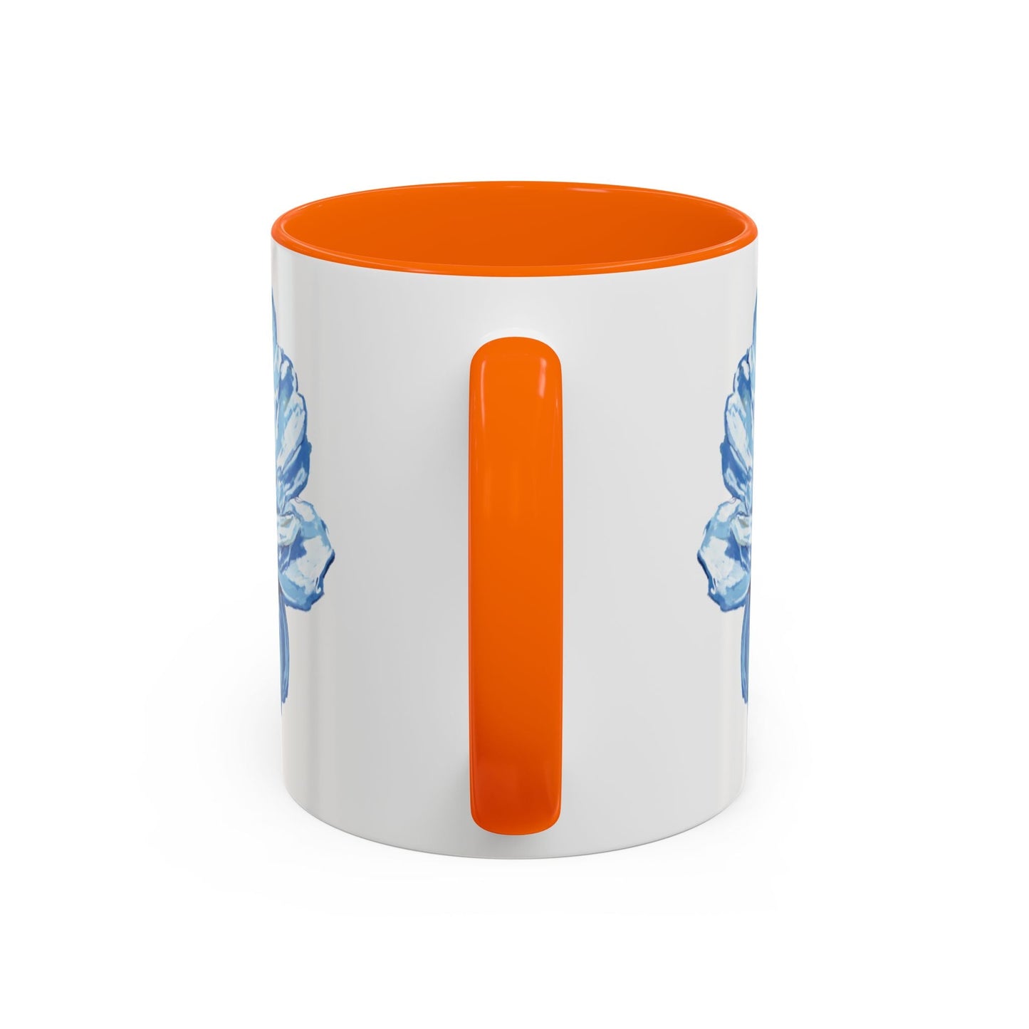 Elegant Floral Accent Coffee Mug - Blue Flower Design - Blue Cava