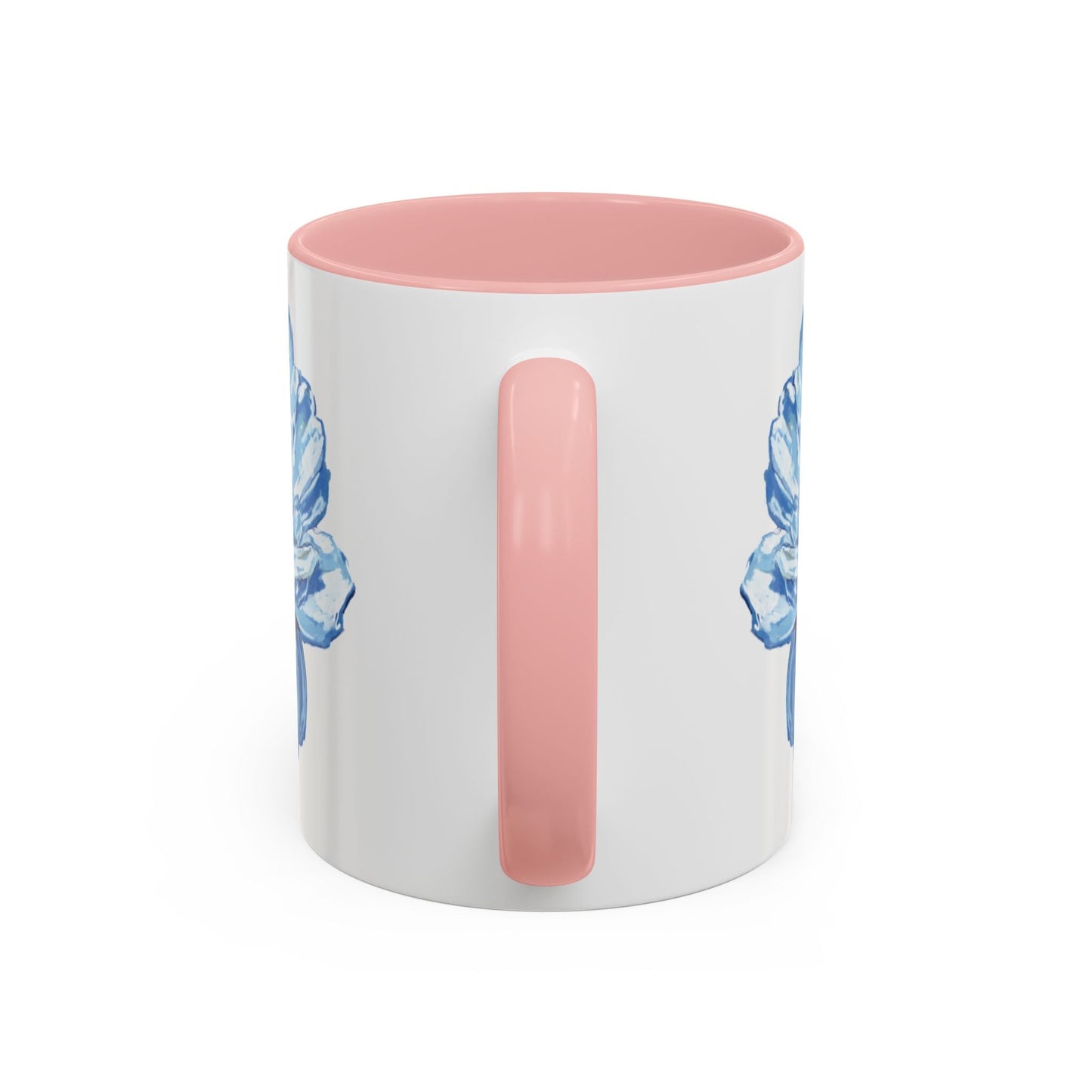 Elegant Floral Accent Coffee Mug - Blue Flower Design - Blue Cava