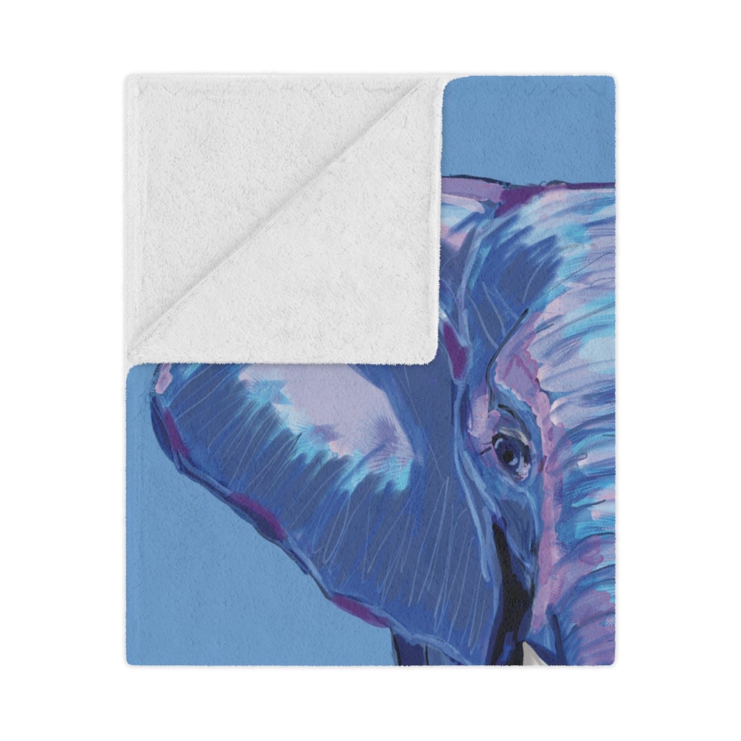 Elephant Art Microfiber Blanket | Cozy Wildlife Throw for Animal Lovers - Blue Cava